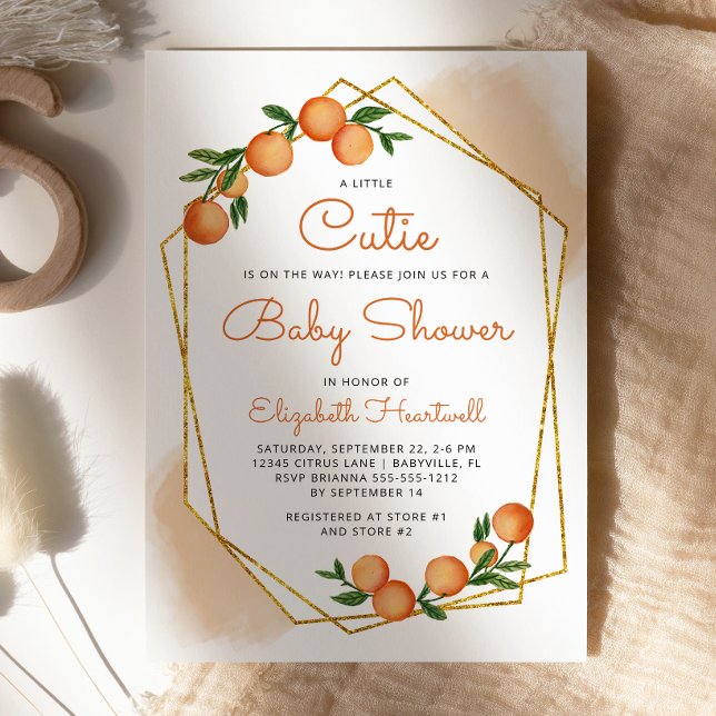 Orange Little Cutie Citrus Baby Shower Invitation (Creator Uploaded)