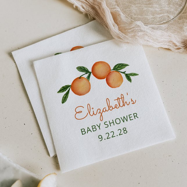 Orange Little Cutie Citrus Baby Shower Napkin (Creator Uploaded)