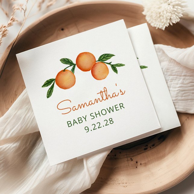 Orange Little Cutie Citrus Baby Shower Napkin (Creator Uploaded)