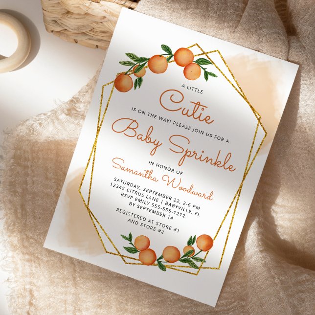 Orange Little Cutie Citrus Baby Sprinkle Invitation (Creator Uploaded)