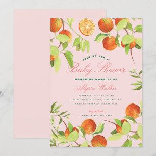 Orange Little Cutie Gender Neutral Baby Shower Invitation