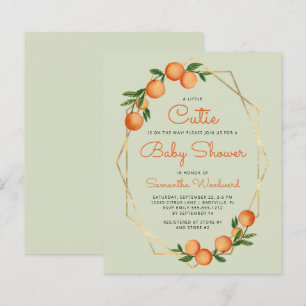Orange Little Cutie Green Baby Shower Invitation