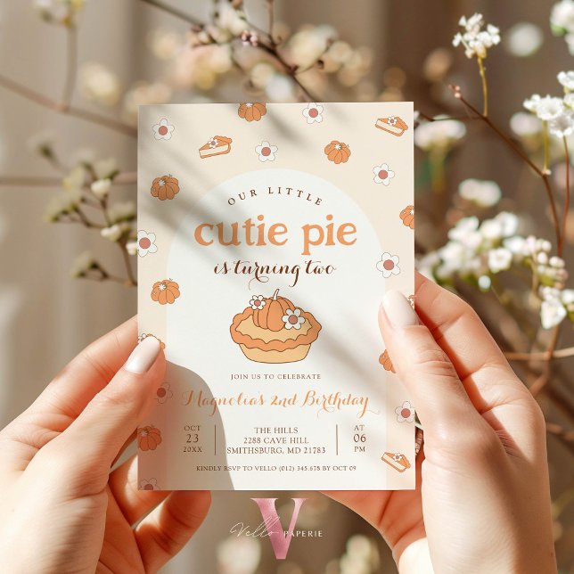 Orange Little Cutie Pie Birthday Party Invitation (Creator Uploaded)