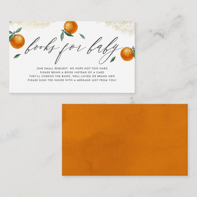 Orange Little Cutie Script Books For Baby Enclosure Card (Front/Back)