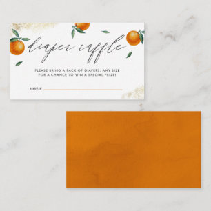 Orange Little Cutie Script Diaper Raffle Ticket Enclosure Card