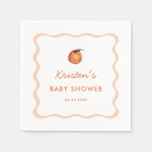 Orange Little Cutie Tangerine Baby Shower Napkin