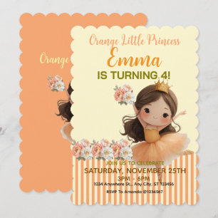 Orange Little Princess Ball  Invitation