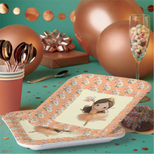 Orange Little Princess Ball Paper Plate