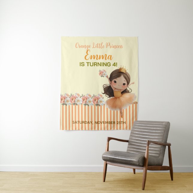 Orange Little Princess Ball Tapestry (In Situ)