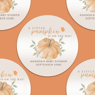 Orange Little Pumpkin Autumn Fall Baby Shower  Classic Round Sticker