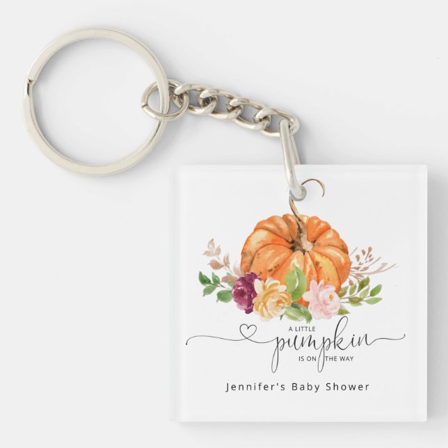 Orange little pumpkin baby shower Acrylic Keychain (Front)