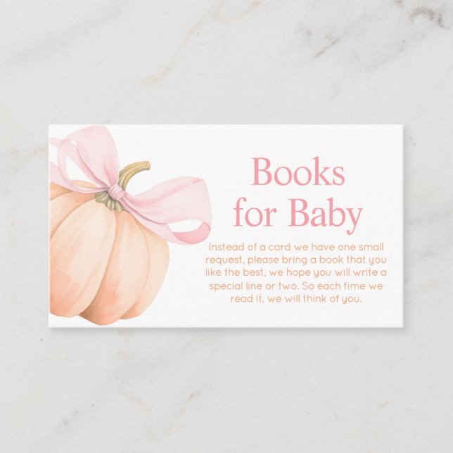 Orange Little Pumpkin Baby Shower Books for Baby Enclosure Card (Front)