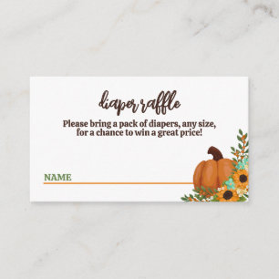Orange Little Pumpkin Baby Shower Diaper Raffle Enclosure Card
