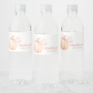 Orange Little Pumpkin Baby Shower Water Bottle Label