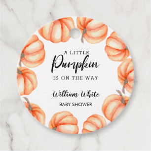 Orange Little Pumpkin Halloween Fall Baby Shower Favour Tags