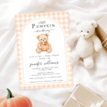 Orange Little Pumpkin Teddy Bear Baby Shower