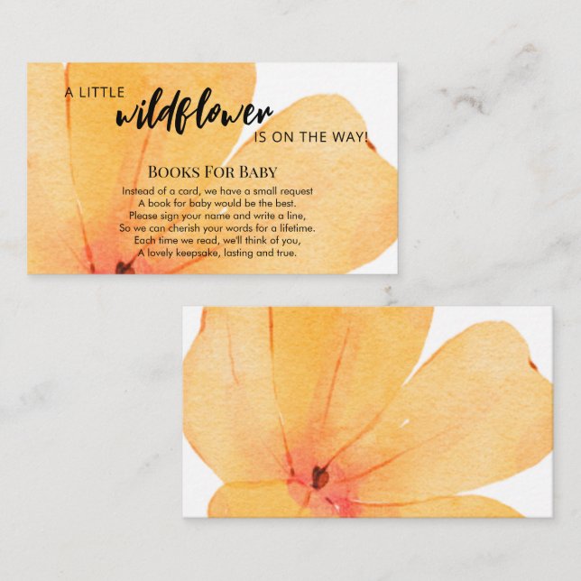 Orange Little Wildflower On the Way Books for Baby Enclosure Card (Front/Back)