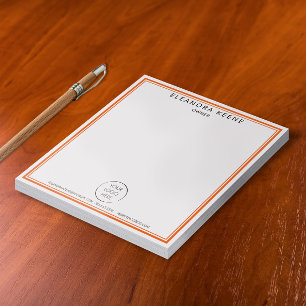 Orange Logo, Name, and Contact Info Business Notepad