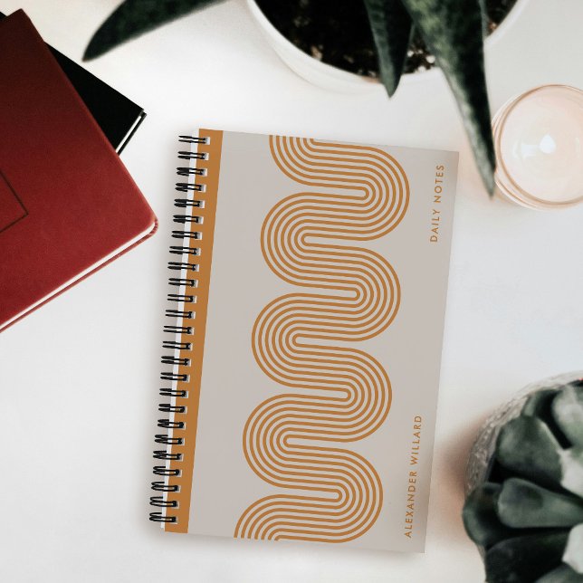 Orange Lombard Wavy Lines Modern Custom Notebook (Creator Uploaded)