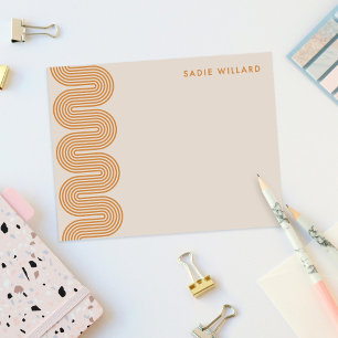 Orange Lombard Wavy Lines Modern Stationery Card