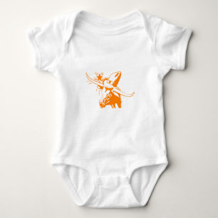 Orange Longhorn Steer with Cowboy Hat Baby Bodysuit