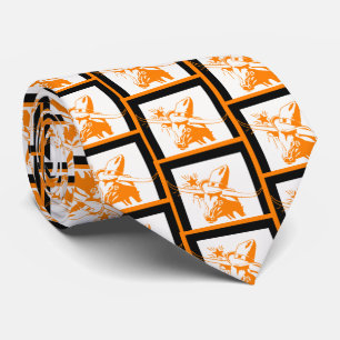 Orange Longhorn Steer with Cowboy Hat Black Trim Tie