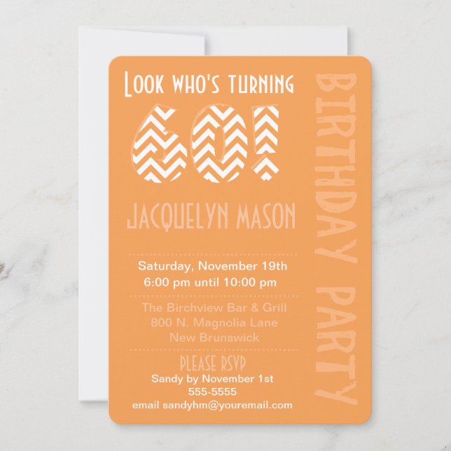 Orange Look Who's Turning 60 Birthday Invitation (Front)