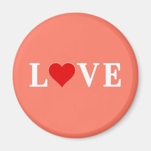 Orange LOVE and Heart Modern Eelegant Magnet