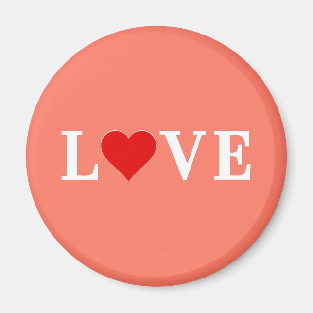 Orange LOVE and Heart Modern Eelegant Magnet (Front)