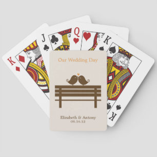 Orange Love Birds on Park Bench Playing Cards