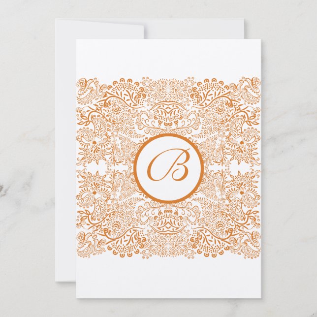 Orange Love Birds Reflections Wedding Invitation (Front)