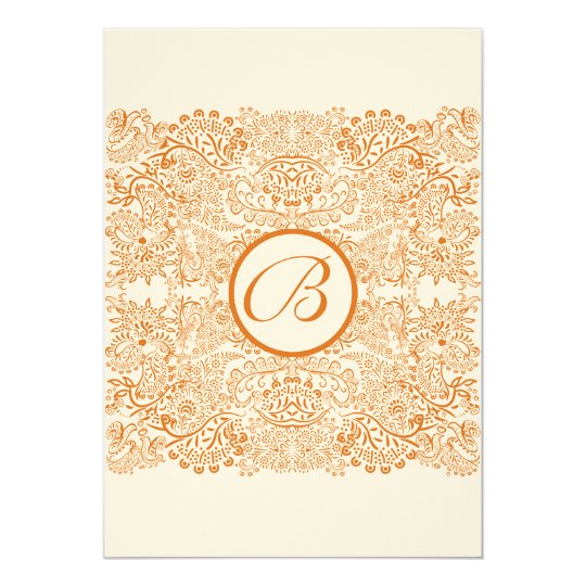 Orange Love Birds Reflections Wedding Invitation