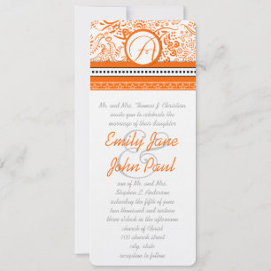 Orange Love Birds Wedding Invitation