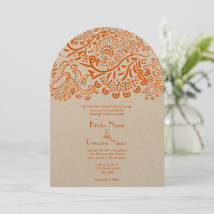 Orange Love Birds Wedding Invitation