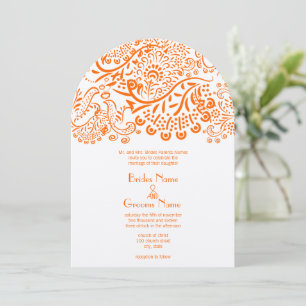 Orange Love Birds Wedding Invitation