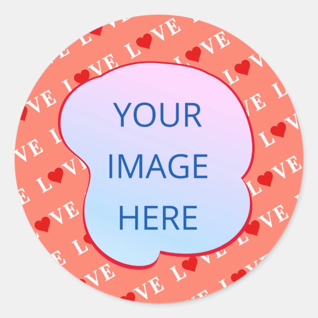 Orange LOVE Heart Classic Round Sticker (Front)