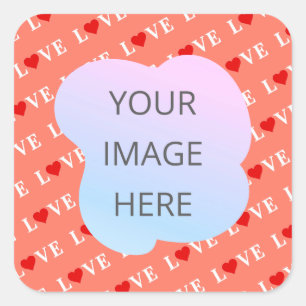 Orange LOVE Heart Square Sticker