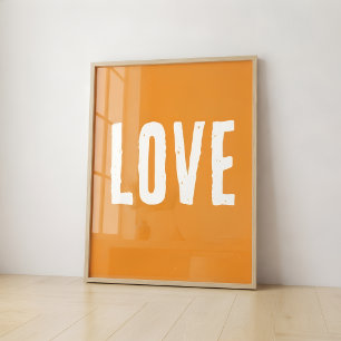 Orange Love Kitchen Wall Art Print Retro Home