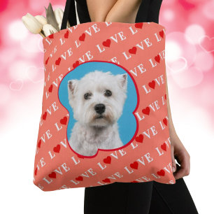 Orange LOVE Modern Elegant Custom Photo Tote Bag