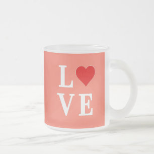 Orange LOVE Modern Stylish Frosted Glass Coffee Mug