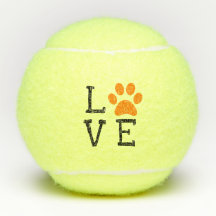 Orange LOVE Paw Print Tennis and Animal Lover