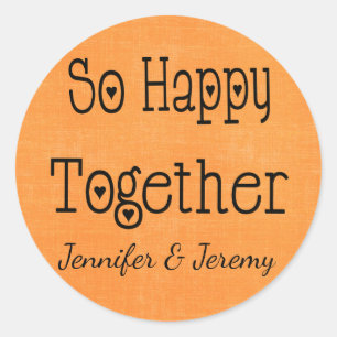 Orange Love Wedding Announcement Engagement Classic Round Sticker