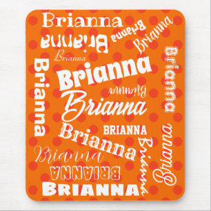 Orange Lover Polka Dotted Personalised Word Art Mouse Mat
