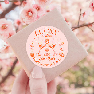 Orange Lucky In Love Cocktail Bachelorette Party Classic Round Sticker