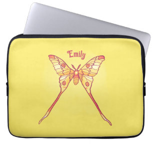 Orange Luna Moth Art – Colourful Insect Art Laptop Sleeve