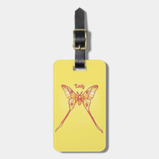 Orange Luna Moth Art – Colourful Insect Art Luggage Tag