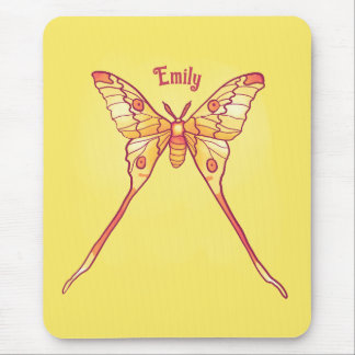 Orange Luna Moth Art – Colourful Insect Art Mouse Mat