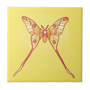 Orange Luna Moth Art – Colourful Insect Art Tile