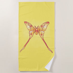 Orange Luna Moth Art – Colourful Insect Beach Towel