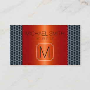 Orange Luxury Stainless Metal Monogram Business Card